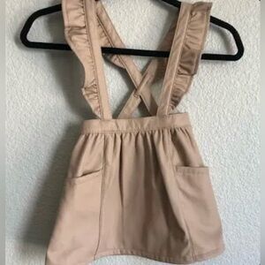 NWOT Wonder Nation Beige faux leather romper with pockets and adjustable straps